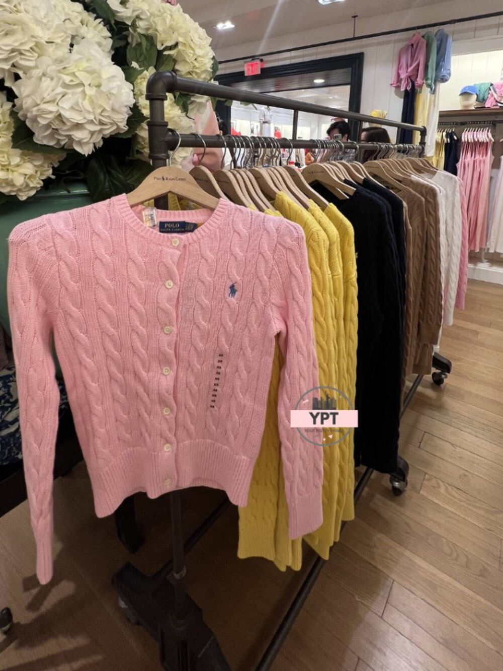 Polo Ralph Lauren Women's Cable-Knit Cotton Crewneck Cardigan - Pink - Picture 2 of 5